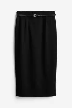 Belted pencil skirt