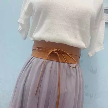 Belts Cummerbunds (women’s) Waistbanddecorate bowknot Leather dress bind Wide belt 220cm