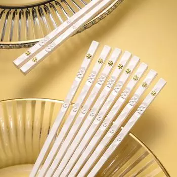Белые 5 пар японских китайских палочек для еды, палочки для еды, суши, многоразовые корейские палочки для еды, набор посуды из металлического сплава 5 pairs