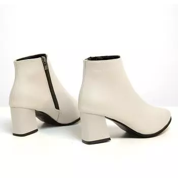 Белые ботильоны для женщин с боковой молнией, эластичные, на среднем каблуке, большие размеры, короткие, модные, с острым носком, большой размер 43 35