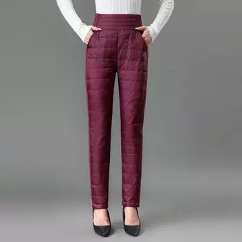 Белые брюки на утином пуху женские классические теплые черные эластичные обтягивающие хлопковые брюки женские офисные ветрозащитные с высокой талией плотные зимние брюки XXXXXXL чёрный