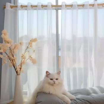 Белые/черные полупрозрачные шторы, панели, карнизы, для детской, гостиной, окна, тюль, спальня, двор, занавески, вуаль, праздничные шторы 132x240CM 1PC&Rod Pocket белый