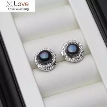 Белые, черные серьги из стерлингового серебра 925 пробы с натуральным пресноводным жемчугом, ювелирные изделия, женские серьги на годовщину свадьбы, лучший подарок