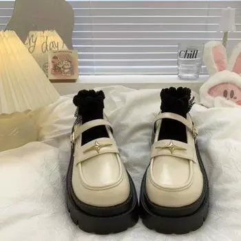 Белые черные симпатичные женские туфли Kawaii Leather High On Platform Женская обувь Light Offers Стильная осенняя повседневная обувь по низкой цене A 35