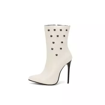 Белые черные женские полусапожки на высоком каблуке-шпильке, большой размер 48 34 зелёный