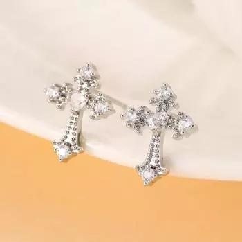 Белые циркониевые серьги-крестики на винтах, минималистичные геометрические серьги, модные унисекс украшения для пирсинга хряща 1 Pair