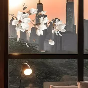 Белые цветочные наклейки на окна из стекла, декоративные самоклеящиеся наклейки на стену 35*60CM/fun-g8