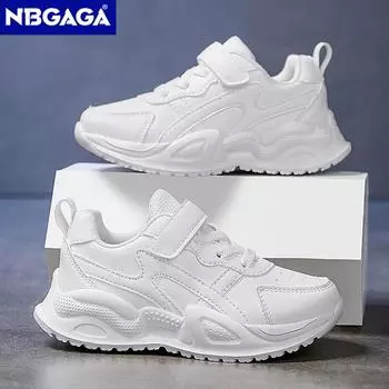 Белые детские кожаные повседневные туфли для мальчиков и девочек, кроссовки для бега на открытом воздухе, дышащая сетка, для детей, для школы, для ходьбы, для спорта, нескользящие 28