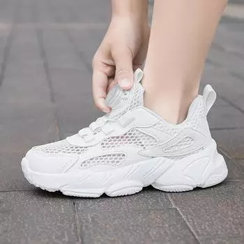 Белые детские туфли для мальчиков и девочек, модные детские удобные дышащие кроссовки, нескользящая школьная повседневная обувь для ходьбы 34