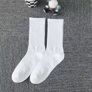 Белые длинные носки в рубчик — удобная и дышащая повседневная одежда MTNC M(EU38-43 белый