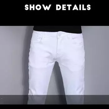Белые джинсы мужские утепленные зимние теплые эластичные узкие брюки Tide Small Leg мужские повседневные брюки 28 чёрный