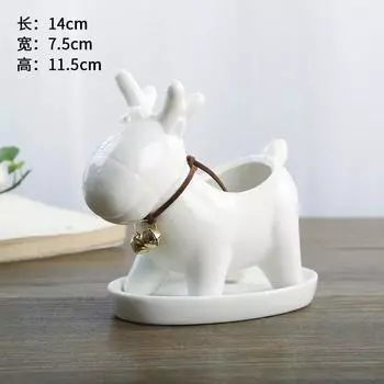 Белые фарфоровые цветочные горшки с животными и поддонами – элегантные суккулентные и зеленые горшки для растений для дома и офиса Deer