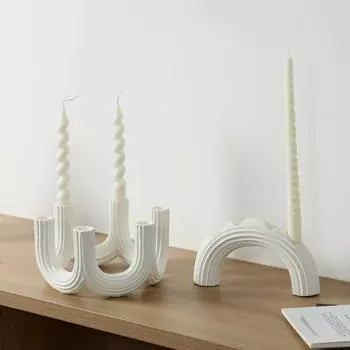 Белые геометрические керамические подсвечники в стиле Ins, украшения для стола, украшения для стола, подставка для ароматерапевтической свечи HP1631 striped candlestick