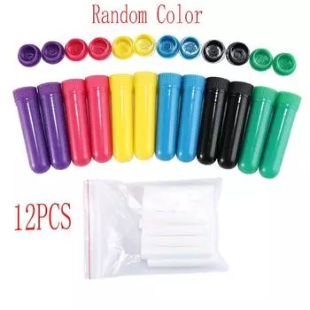 Белые хлопковые фитили 12 пустых трубок для ухода за здоровьем, палочки для назальных ингаляторов, пластиковая трубка для ингалятора, носовая трубка разноцветный