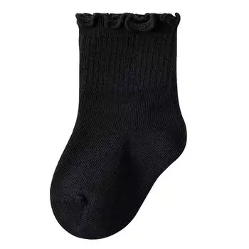 Белые и черные носки для младенцев и девочек, простые универсальные носки средней длины, модные простые хлопковые мягкие однотонные короткие чулки S(0-1Years)