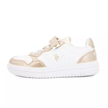 Белые и золотые детские кроссовки US POLO 37 белый