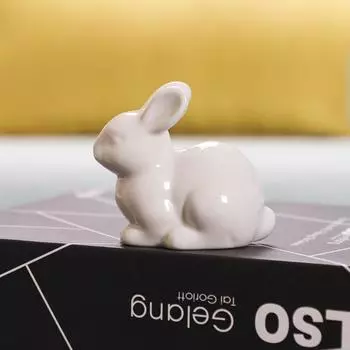 Белые керамические кролики для домашнего стола, книжной полки, пасхальные украшения, кролик, украшение для микроландшафта, для сада, заднего двора, украшения, поделки A6