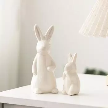 Белые керамические кролики для домашнего стола, книжной полки, пасхальные украшения, кролик, украшение для микроландшафта, для сада, заднего двора, украшения, поделки A6