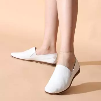 Белые кожаные балетки из натуральной кожи