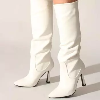 Белые кожаные женские ботинки