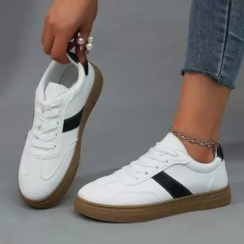 Белые кроссовки De Training женские осенние удобные повседневные кожаные туфли с мягкой подошвой и юбкой маленькие белые туфли 36