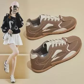 Белые кроссовки Dexun весна 2025 года: Женские повседневные кроссовки в корейском стиле - F13 36 коричневый