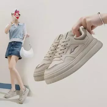 Белые кроссовки на платформе весна 2025 года - повседневная спортивная обувь для женщин в корейском стиле G7603 39 хаки
