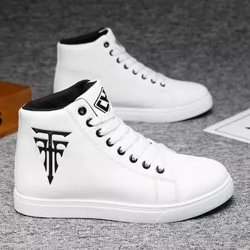 Белые кроссовки с высоким верхом для мужчин, вулканизированная обувь, модная повседневная обувь, кроссовки для бега на открытом воздухе, нескользящая мужская обувь на шнуровке, Tenis Hombres 39