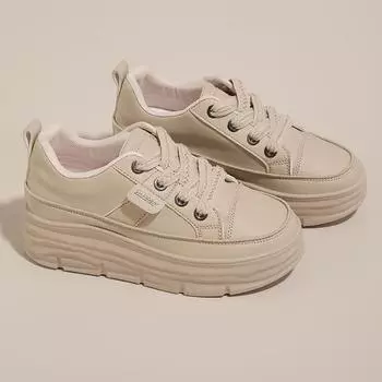 Белые кроссовки W3616 на толстой подошве, осень 2024 г. – прочная, увеличивающая рост, однотонная и модная повседневная обувь для студентов 37 хаки