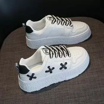 Белые кроссовки, женская спортивная обувь на платформе, осенние новые поступления, женские кроссовки для бега, теннис, женская обувь на плоской подошве, вулканизированная обувь 35