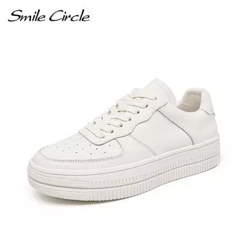 Белые кроссовки, женские туфли на плоской платформе, весенние повседневные дышащие туфли с круглым носком, женские