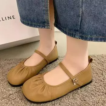 Белые кроссовки, женские туфли на плоской подошве, универсальные, мягкие, с круглым носком, с неглубоким вырезом, новые летние, ретро, повседневные, из искусственной кожи, резиновые, для отдыха, на шнуровке 35 бежевый