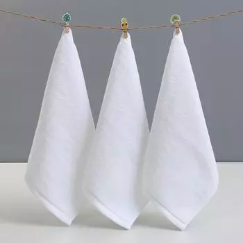 Белые квадратные полотенца для рук, мягкие и впитывающие, для отелей, ресторанов, авиаций, детских садов, КТВ, полотенца для лица из чистого хлопка 30*30 см 30x30cm&1pc