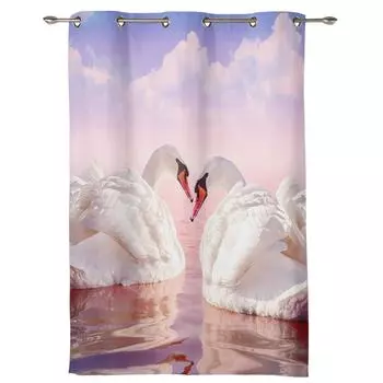 Белые Лебединое Озеро Облака Оконные Занавески Спальня Гостиная Оконные Шторы Кухонные Украшения Жалюзи Занавески 135W x 60H(cm) x1