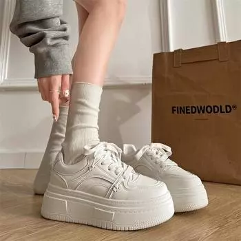 Белые легкие повседневные простые студенческие японские маленькие белые туфли для женщин 2025 года, новые летние туфли с увеличенным каблуком, универсальные туфли для серфинга 35 белый