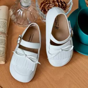 Белые лоферы Baby Jam унисекс с лентой и усами-A063 120