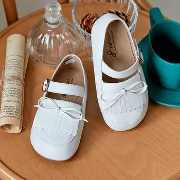 Белые лоферы Baby Jam унисекс с лентой и усами-A063 120