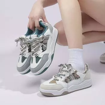 Белые массивные кроссовки. Женская модная обувь на платформе. Женская модная богемная спортивная обувь на толстой подошве. 35 зелёный