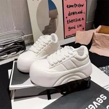 Белые массивные кроссовки женские весна-осень толстая подошва папины туфли женские модные кроссовки из искусственной кожи на платформе 40 белый