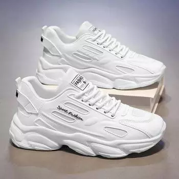 Белые модные мужские повседневные кроссовки, новые осенние мужские спортивные дизайнерские туфли на шнуровке, нескользящие, уличные мужские дышащие кроссовки 39 чёрный