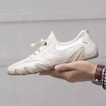 Белые мужские кроссовки из натуральной кожи, повседневная обувь, легкая дышащая мужская обувь, теннисная обувь, удобные мужские туфли на плоской подошве 39