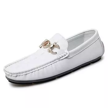 Белые мужские мокасины из искусственной кожи с квадратным носком, деловые мужские повседневные туфли, обувь ручной работы, размер 38-47, мужская обувь 6 белый