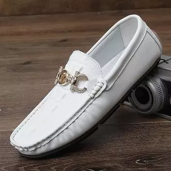 Белые мужские мокасины из искусственной кожи с квадратным носком, деловые мужские повседневные туфли, обувь ручной работы, размер 38-47, мужская обувь 6 белый