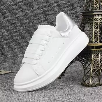 Белые мужские туфли на толстой подошве. Мужские туфли для скейтборда для любителей. Повседневная мужская спортивная обувь. Легкая дорожная обувь. 35 белый