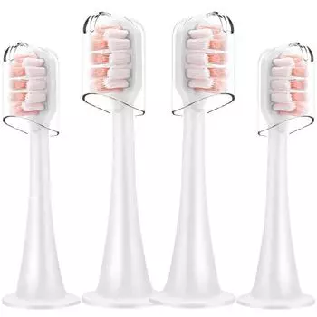 Белые насадки для зубных щеток, замена насадок для зубных щеток Xiaomi, подходят для электрической зубной щетки Xiaomi MiJia T300 и T500 Sonic 4Pcs Brush Heads