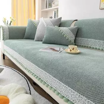 Белые нежные кружевные чехлы для диванов с гортензиями, мягкие полотенца из синели, чехол для дивана для гостиной, эркер, L-образный декор для дивана 70x70cm 1pcs