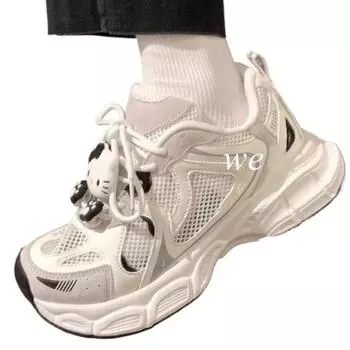 Белые новые милые мультяшные кроссовки с логотипом Ins Korean Thick Bottom Daddy Shoes 2024 года, универсальные повседневные кроссовки, удобные кроссовки для бега 35