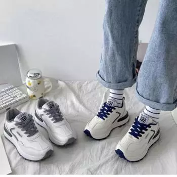 Белые новые спортивные туфли для студенток, универсальная летняя одежда, дышащая повседневная одежда 35 синий