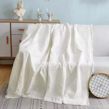 Белые одеяла для дивана, удобные однотонные одеяла, весенние одеяла для пикника на открытом воздухе, переносные подушки, хлопковые одеяла S 90x90cm