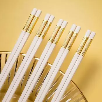 Белые палочки для еды, 5/10 пар, палочки для еды из стекловолокна, многоразовые палочки для еды, можно мыть в посудомоечной машине, нескользящие китайские японские палочки для еды, палочки для еды 5Pair